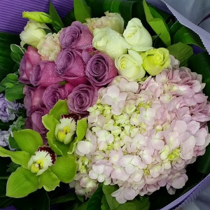 YYC Flowers Majestic Purple Hydrangea Cymbidium Bouquet