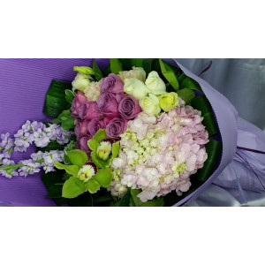 YYC Flowers Majestic Purple Hydrangea Cymbidium Bouquet
