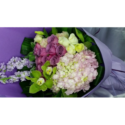 YYC Flowers Majestic Purple Hydrangea Cymbidium Bouquet