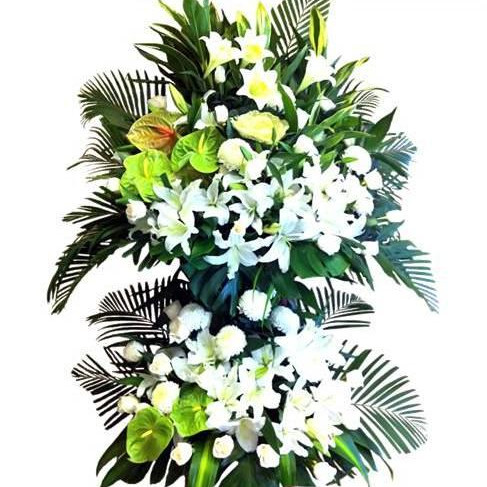Serenity of Memories White Sympathy Flower Basket